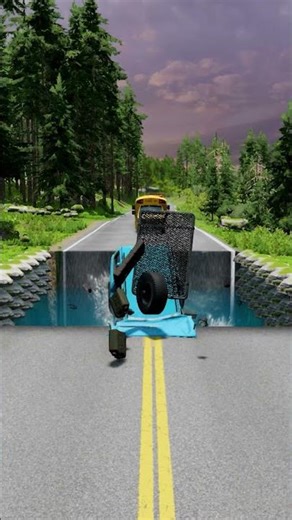 Small Cars & Cargo Trucks Vs Big Water Pit Crash -BeamNG.Drive #shorts #truck #schoolbus