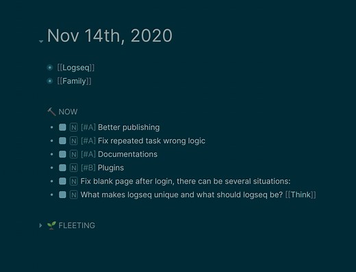 Introducing logseq - 一个类似 roam research/tiddlywiki, 开源且支持 org mode 和 markdown 的笔记工具