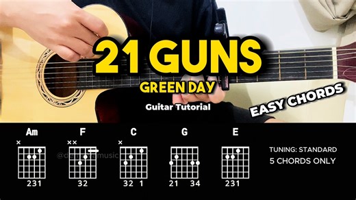6.5K views · 112 reactions | 21 Guns - Green Day | Guitar Chords Tutorial For Beginners #guitartutorial #chords #lyrics | dernalvamusic | Facebook