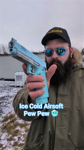 This Macaron Blue ‪@GUAY2TV‬ STP45 Pro #airsoft Replica is cooler than the snow on the ground ❄️