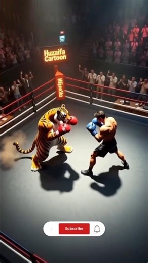 Tiger 🐯 and Human 🏋️‍♂️ Boxing 🥊🥊|Huzaifa Cartoon #shorts #3danimation