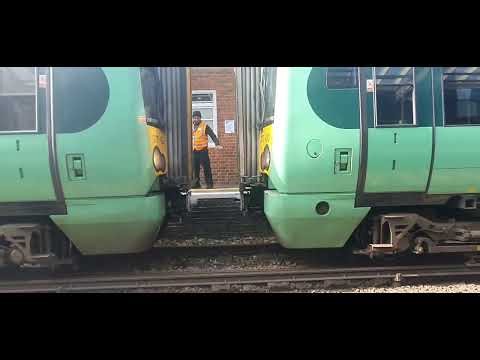 Southern Class 377 Coupling at Horsham 17/03/26 Attachment Taking Place and Before Ready to Depart