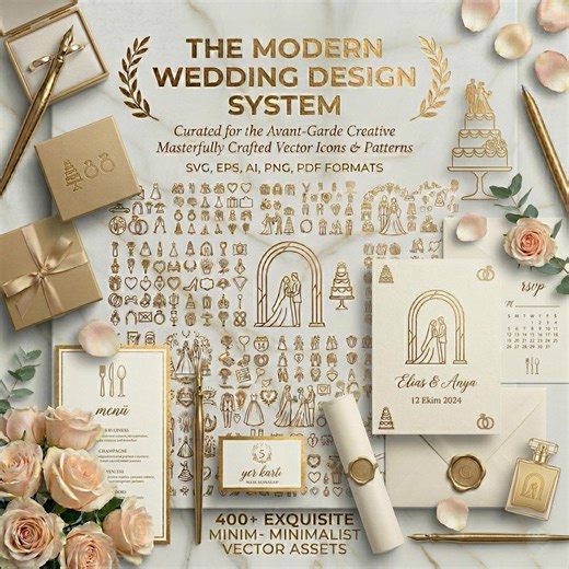 550  Modern Wedding Vector Figures and Icons Pack (digital Download) - Etsy