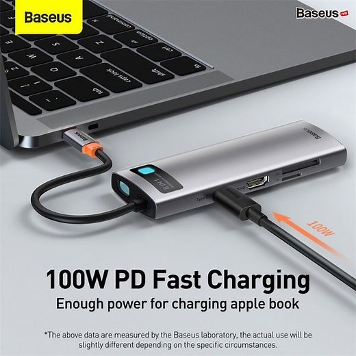 Hub Baseus Metal Gleam – Type-C đa năng: HDMI/DP/VGA/USB3.1/LAN/SD/PD 100W, dùng cho Macbook, laptop, iPad