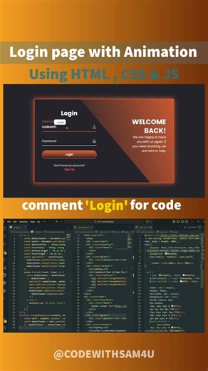 Login page with Animation. using html css and js #html #css#javascript#project #reels#coding#python