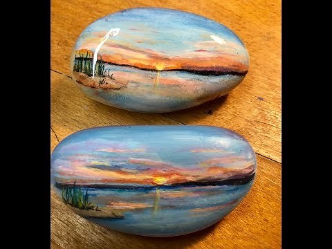 Sunrise/Sunset Rock Painting tutorial-Filmed Live