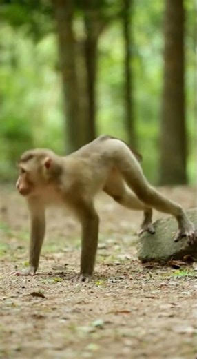 Monkey Doing Decline Push-Ups in the Jungle?! 🐒💪🌴