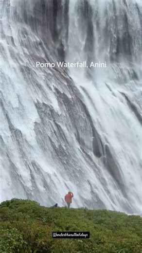 This place doesn’t feel real... Pomo Waterfall, Arunachal Pradesh 🏔️#waterfall #shortsfeed #travel