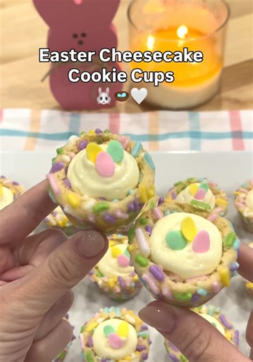 Easter Cheesecake Cookie Cups.🐰 #easter #easterideas #foodtok #sweettreats #foodie #easterdessert #easyideas