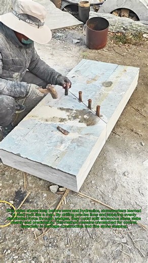 Splitting Giant Slabs with Hand Tools: Genius Traditional Stoneworking Hammer & Wedge Technique