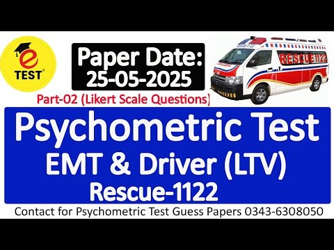 Rescue 1122 Psychometric Test EMT and Driver LTV 25-05-2025 Part-02 ||Psychometric Test Solved Paper