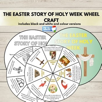 Holy Week Bible Wheel Craft, Easter Story Spinner, Christian Activity, PDF,