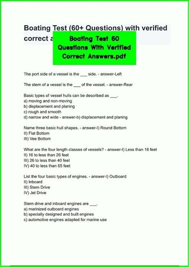 Boating Test 60 Questions With Verified Correct Answers pdf video