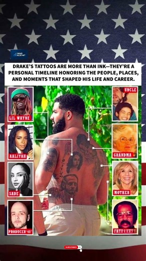 DRAKE’S TATTOOS TELL THE STORY OF HIS LIFE, FAMILY & CAREER 🦉🔥 #Drake #OVO #Viral