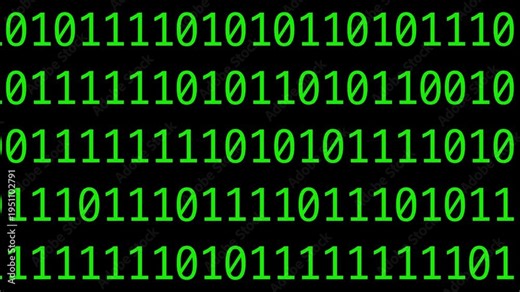 Cyber neon green binary text data technology and programming background video 4k 30fps