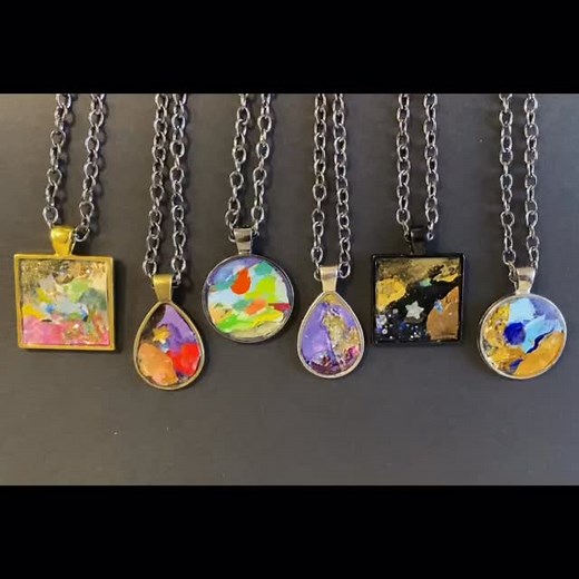 Ready for the Jingle Mingle THIS Saturday! I will have my art pendants made with reclaimed paint scraps….turning a messy desk into colorful abstract art to wear! See you at the #JingleMingle holiday art market Saturday 11/15 10am-4pm in the beautiful Imperial Centre , Rocky Mount. #arttowear #pendants #handmade #jinglemingle #holidayartmarket #rockymountnc #ncartist #artforsale #creative #livingwithlupus #artbydelphine #supportlocalartists #holidayshopping #shopsmall #beoriginalbuyoriginal | Del