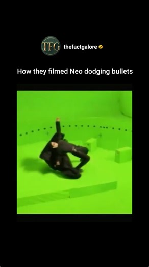 THEFACTGALORE on Instagram: "This shot changed movies forever. 🟢💥 Neo wasn’t moving in slow motion. The camera was. To film the bullet dodge in The Matrix, they lined up over 120 still cameras in a perfect arc, fired them milliseconds apart, then stitched the images together to create what we now call bullet time. Wild facts you didn’t know 👇 • Keanu Reeves had to hold the exact pose while the cameras fired • The bullets were fully CGI, but Neo was real • Each frame was a high-resolution phot