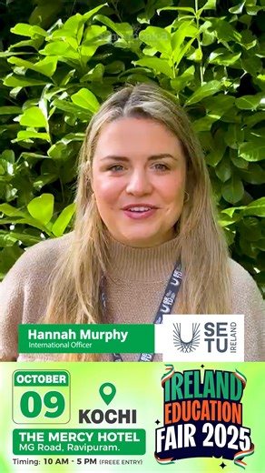 Meet South East Technological University TOMORROW - OCTOBER 9th at theIRELAND EDUCATION FAIR 2025 in Kochi. 📌Mercy Hotel, Ravipuram, MG Road. | Santamonica Study Abroad Pvt. Ltd