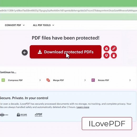 Protective PDF File using ILovePDF