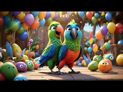 Party Time with Parrot 🦜🎉 Colorful Treats Rhyme for Kids | Fun Party Song