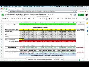 Pet Grooming Business Profit Forecasting Excel Spreadsheet | DoggieDashboard