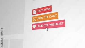 Close up shot animation of shopping cart icon on computer screen with animated counting numbers add online commodity on shopping web page. 4k footage 60 fps.