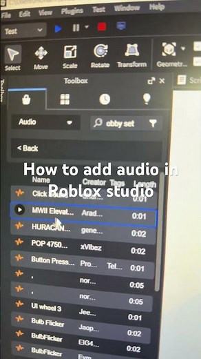 How to add audio in Roblox studio