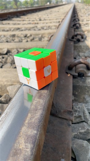 3x3 cube vs train 🚊 what 😱 happened next..? #shorts #train #viral #cube