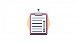 Download Animated Clipboard and Pencil icon in Colored Outline Style, transparent background for free