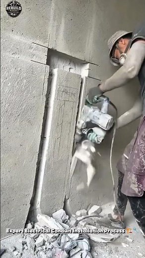 Precise Concrete Wall Channel Cutting 🔨⚡ #Construction #Engineering #Builders