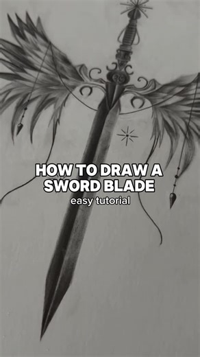 sofia ✧ on Instagram: "How to draw a sword blade ⚔️✨ Follow more art tutorials 🖤 #art #drawing #arttutorials #arttutorial #arttips #graphitepencils #sketch"