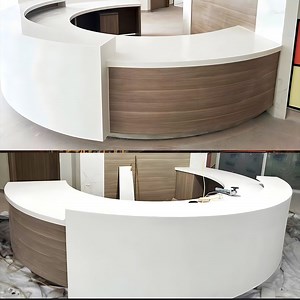 [Hot Item] Elegant Curved Reception Desk for Contemporary Office Environments