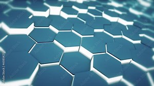 Futuristic 3D hexagonal pattern in blue and white, creating a captivating abstract technology background for a modern and dynamic visual appeal