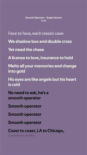 Smooth Operator - Sade (Lyrics)