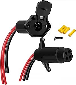 4 Wire Trolling Motor Plug and Receptacle 12-24V 10 Gauge Waterproof Trolling Motor Quick Connector Compatible With Marine Boat and Kayaks