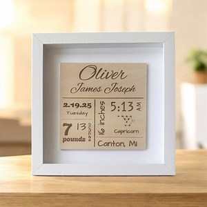 Baby Birth Stats Shadow Box • Personalized Newborn Name Frame • Custom Details Nursery Decor • Keepsake Gift • New Parent Gift - Etsy