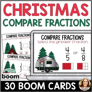 Comparing Fractions with Common Numerators and Denominators Boom Cards 3rd Grade