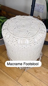 21K views · 193 reactions | Macrame Footstool, I got this footstool from school it had one broken leg and it was going to be put in a skip. It did take a few evenings to do the macrame design on it but I definitely think it was worth it 﫶 #macramefootstool #macramédesign #reusereducerecycle♻️ | Caroline Fleming | Facebook