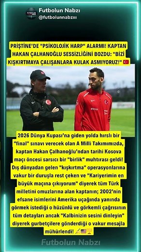 PRİŞTİNE’DE "PSİKOLOJİK HARP" ALARMI! KAPTAN HAKAN ÇALHANOĞLU SESSİZLİĞİNİ BOZDU: "BİZİ KIŞKIRTMAYA
