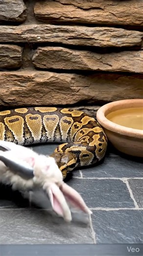 Reticulated python feeding on two frozen rabbits in controlled enclosure | rare double-prey feeding moment Warning: [Warning: Live Feeding Video] This content shows animals feeding naturally as part of nature. No harm, no encouragement of violence. Educational wildlife content. #ReticulatedPython #PythonFeeding #FrozenRabbit #SnakeFeeding #ReptileFeeding #WildlifeDocumentary #NatureEducation #naturecapture #viralreels #facebookreels #reelsviral #shortsfeed | Frog Feeding