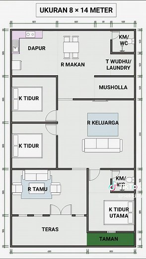 Denah Rumah Modern 8x14 Meter: Inspirasi Minimalis