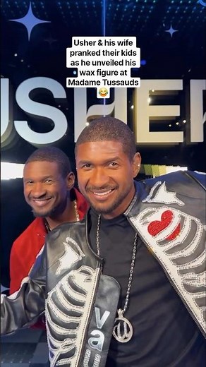 Usher & his wife pranked their kids as he unveiled his wax figure at Madame Tussauds😂