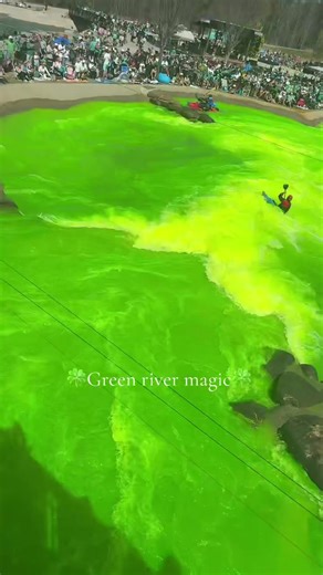 The U.S. National Whitewater Center understood the assignment 🍀💚 St. Patrick’s Green River Fest had the river glowing green and the vibes were unmatched, such a fun and unique way to celebrate! #GreenRiverFest #StPatricksDay #CharlotteNC #WhitewaterCenter #LuckyVibes