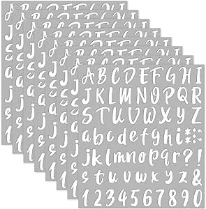 Outus Valentine's Day 576 Pieces 8 Sheets Letters Stickers Self Adhesive Vinyl Letter Alphabet Number Stickers Mailbox Numbers Sticker, Decals for Classroom Decor, Sign, Door(White,1 Inch)