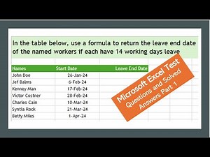 Microsoft Excel Test Questions and Solved Answers - Excel Interview Questions Part 1