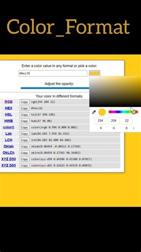All Css Color Formats Explained | HEX , RGB , HSL , HWB , etc in CSS | #htmlcss #ColorSystem