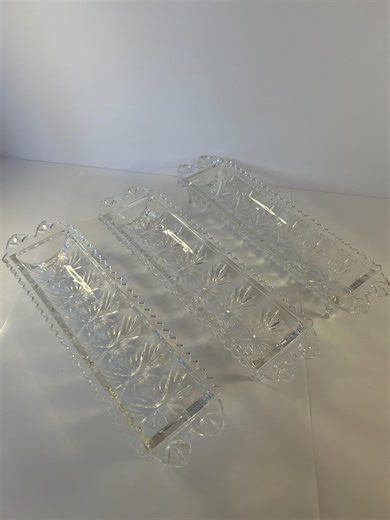 Vintage Portico Crystal Cracker Trays | Mid Century Serving Dishes | Clear Glass Entertaining I Charcuterie Accent - Etsy