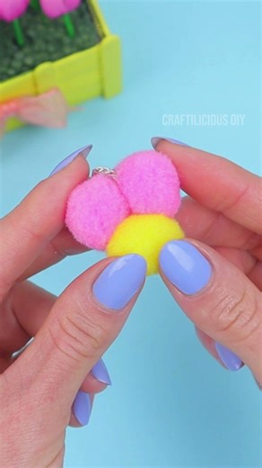 I Turned Pom Poms Into a Keychain 🌸✨ #diy #shorts #craft #handmade