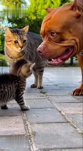 Tiny Kitten Stands Up to a Huge Bully Dog — Until Mom Steps In! Shocking Real Footage