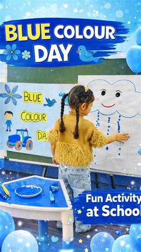 Bright Roots Playway&DayCare on Instagram: "💙 Blue Colour Activity Day 💙 Today our little stars enjoyed a fun Blue Colour Recognition Activity. They explored different blue objects and created beautiful rain cloud art using finger painting. ☁️🎨 This activity helped children to: ✨ Recognise colours easily ✨ Improve fine motor skills ✨ Boost creativity & imagination ✨ Develop hand-eye coordination Learning becomes joyful when it is full of colours, fun, and hands-on activities 😊 #BlueColourDay